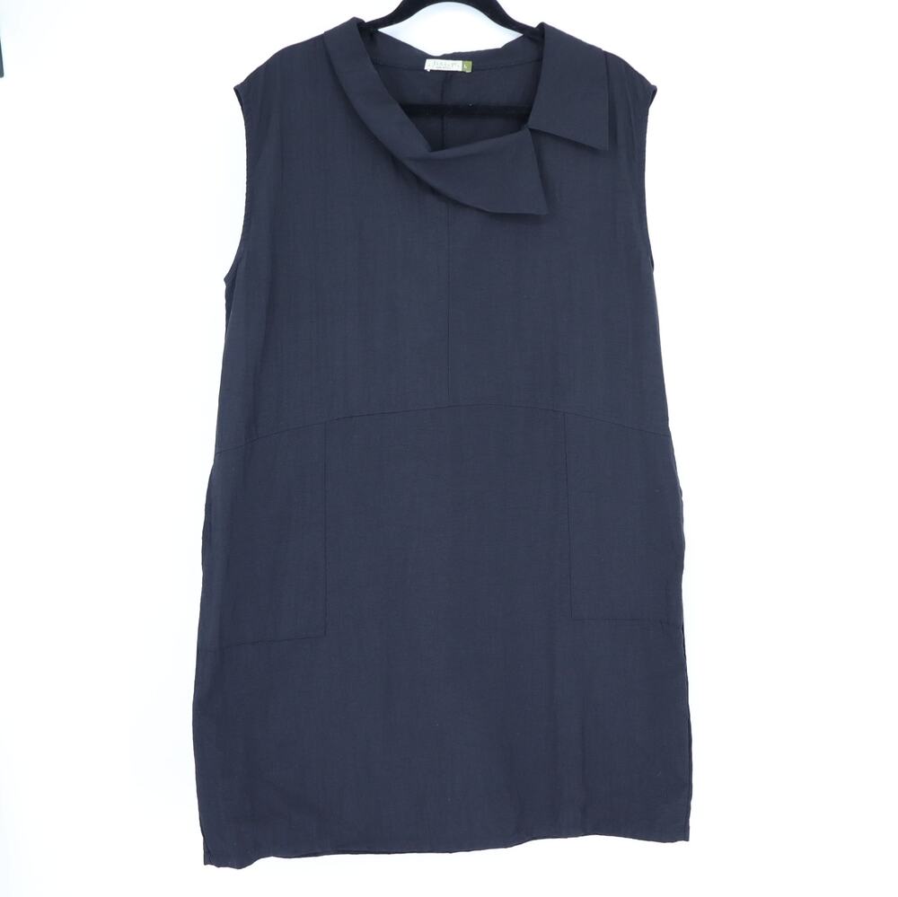 CHALET Woven Sleeveless Pullover Shift Dress Black Lagenlook Women's L